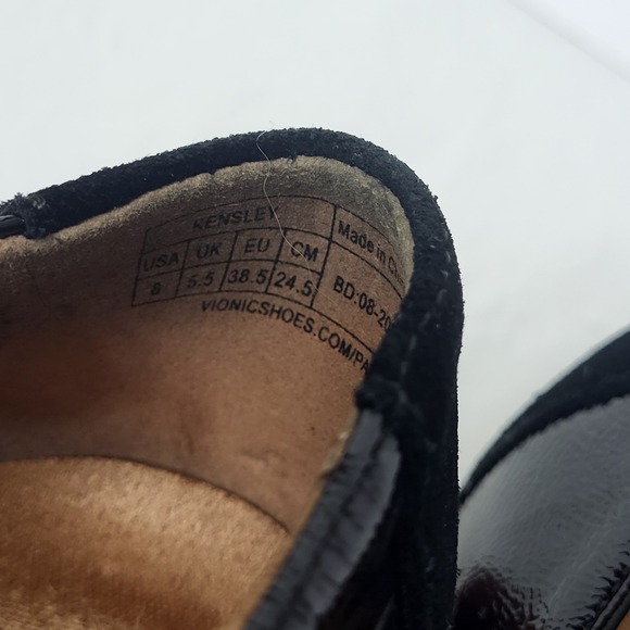 Vionic Kensley Black Patent Leather Suede Loafer Shoes Women Size 8 Office Chic - Picture 7 of 10